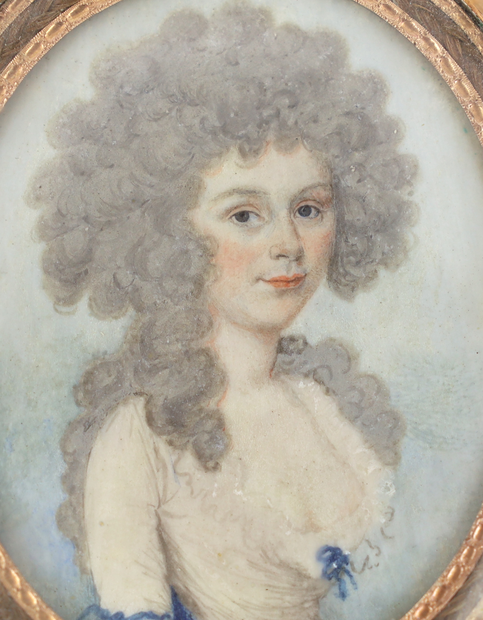 18th Century Continental School, Portrait miniature of a lady, watercolour on ivory, 5.5 x 4.5cm. CITES Submission reference 4XBYH8KD